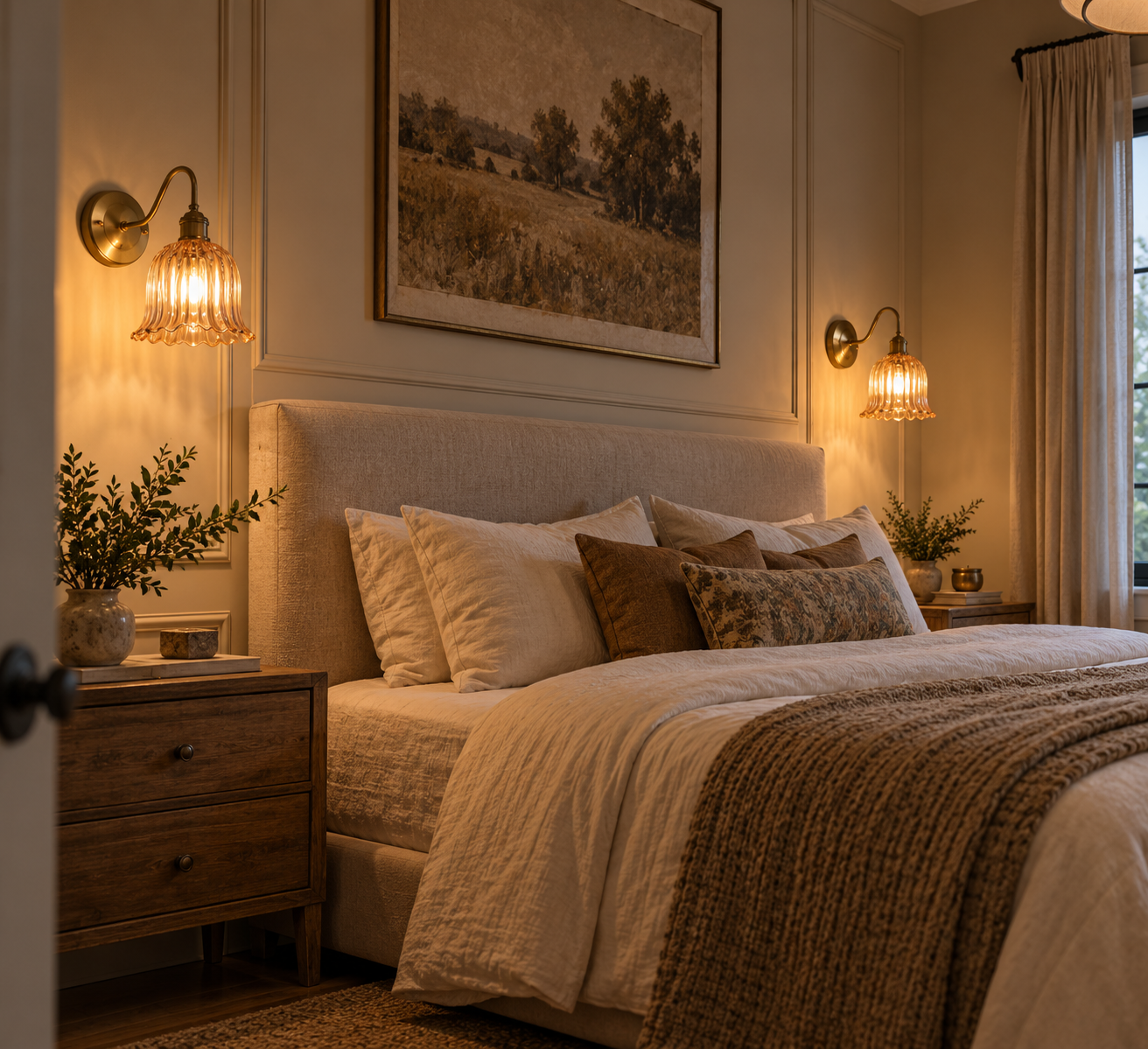 The Ashbourne Brass & Glass Wall Light