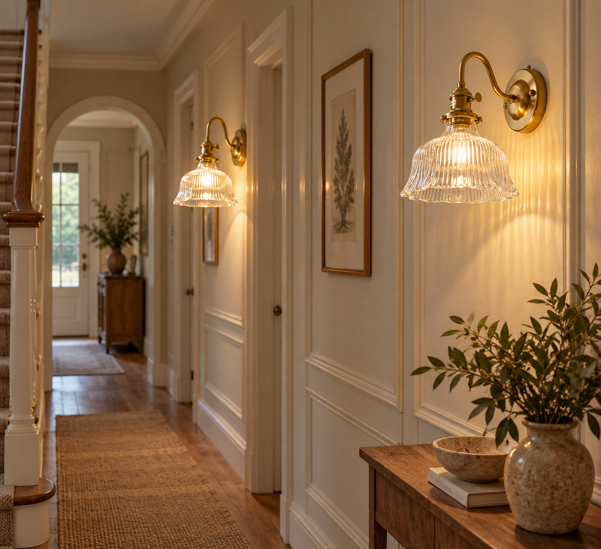 The Hartington Brass & Glass Wall Light